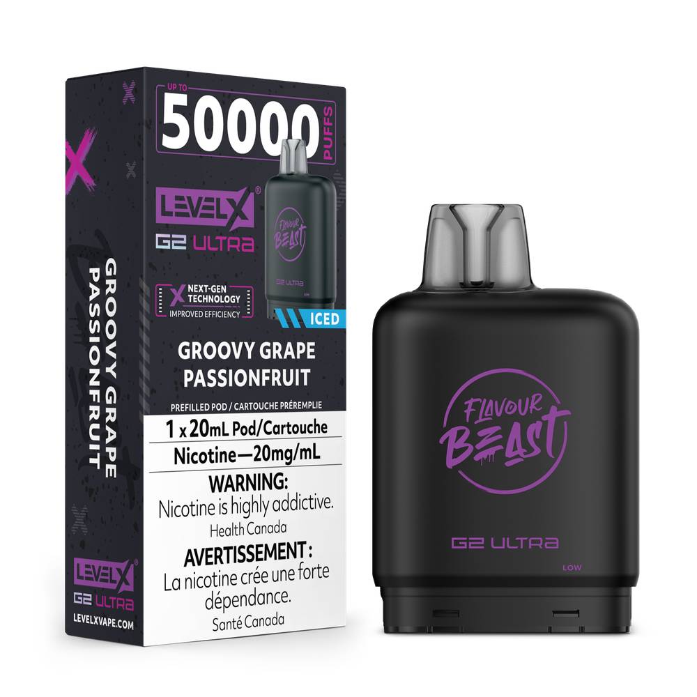 Flavour Beast LEVEL X G2 Ultra 50K Pod - Groovy Grape Passionfruit 20mg